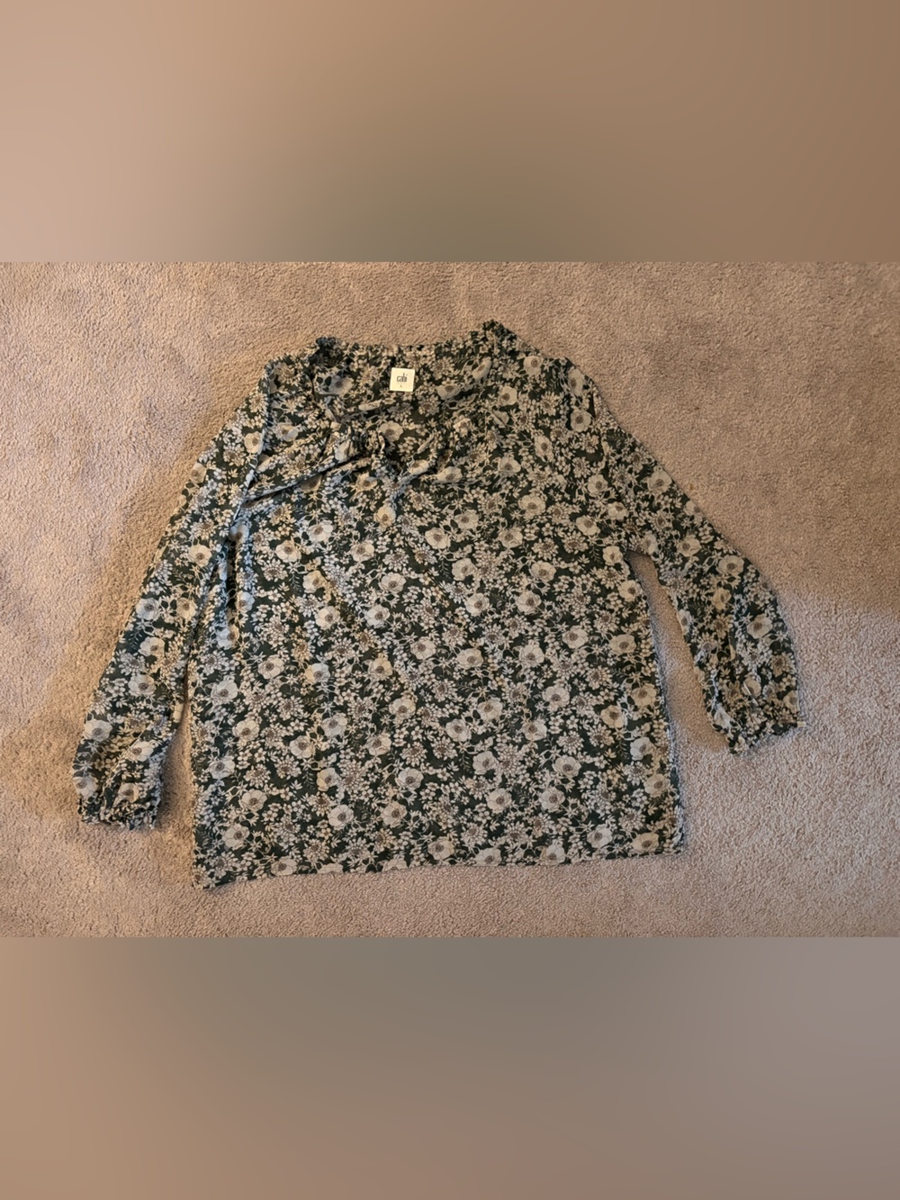 CAbi Green Floral Blouse Shirt